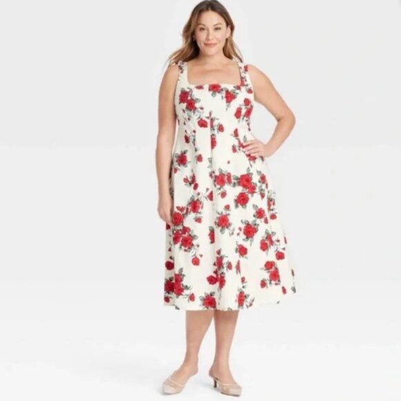 Ava & Viv Dresses & Skirts - AVA & VIV White Rose Floral Midi Sun Dress sz 20 NWT